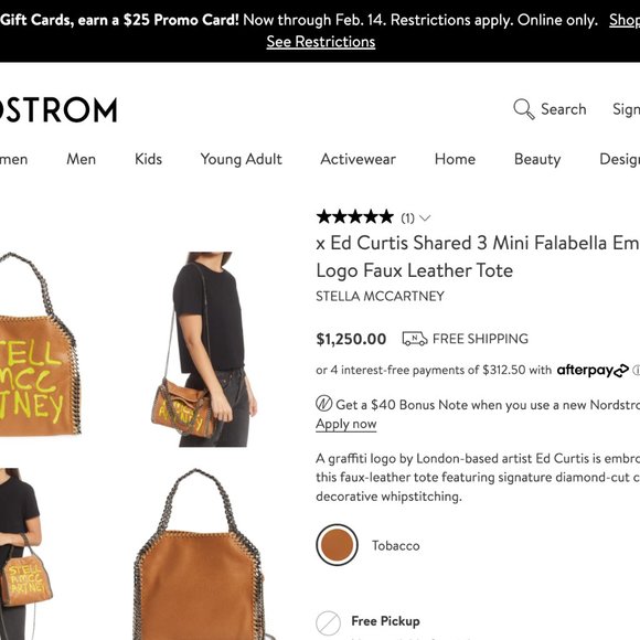 NWT: STELLA MCCARTNEY | Graffiti Yellow Embroidered Logo Falabella Brown 3 Mini - Picture 11 of 11